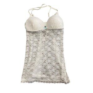 GILLIGAN & O'MALLEY WOMEN'S WHITE LACE TEDDY SZ M